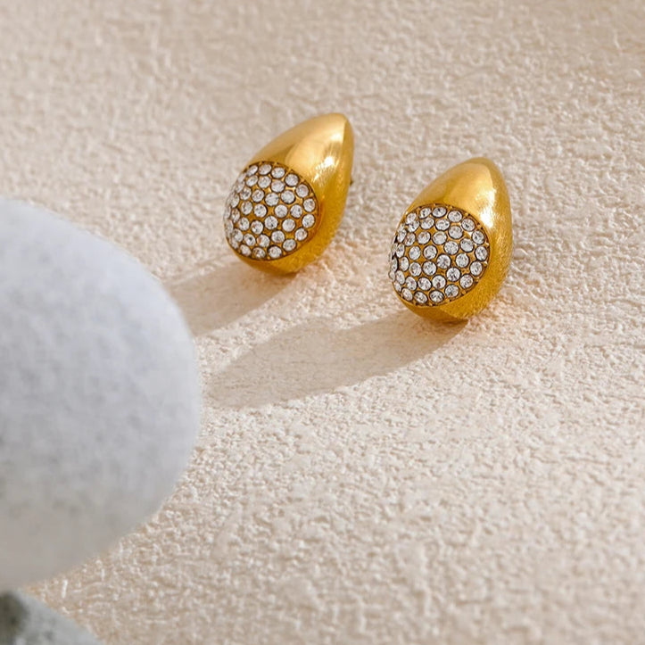 Golden Teardrop Sparkle Earrings