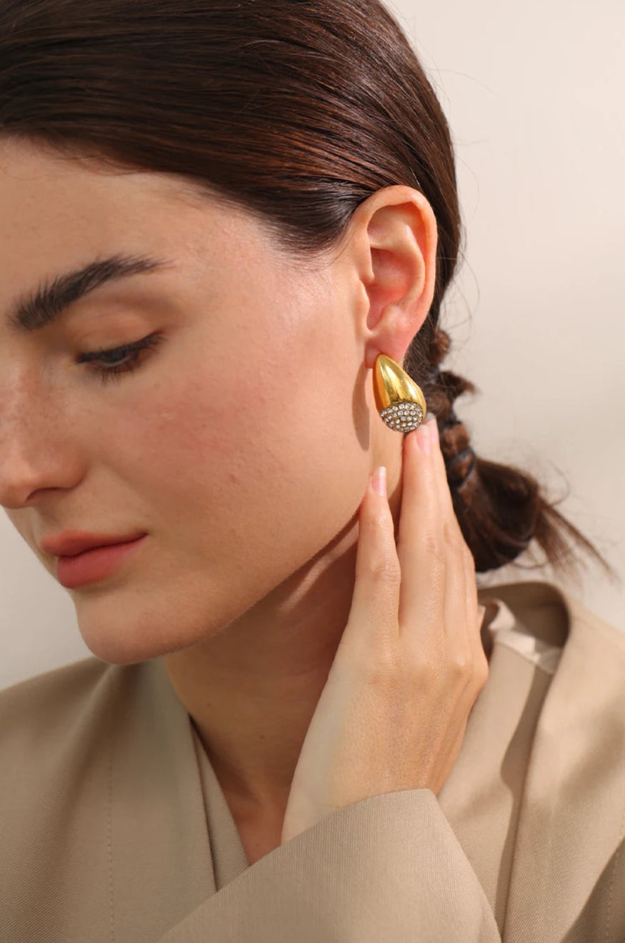 Golden Teardrop Sparkle Earrings