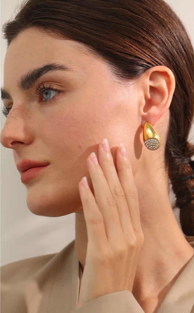 Golden Teardrop Sparkle Earrings