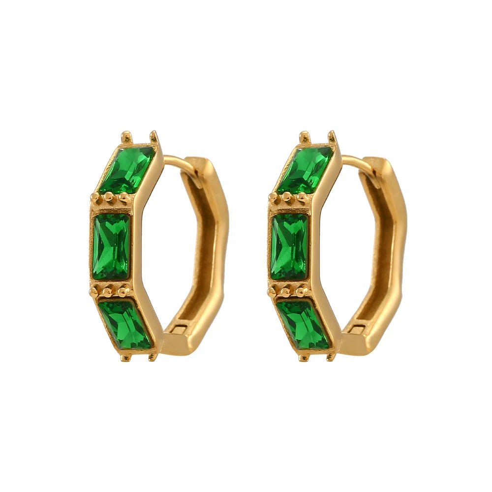 Emerald Glow Hoop Earrings