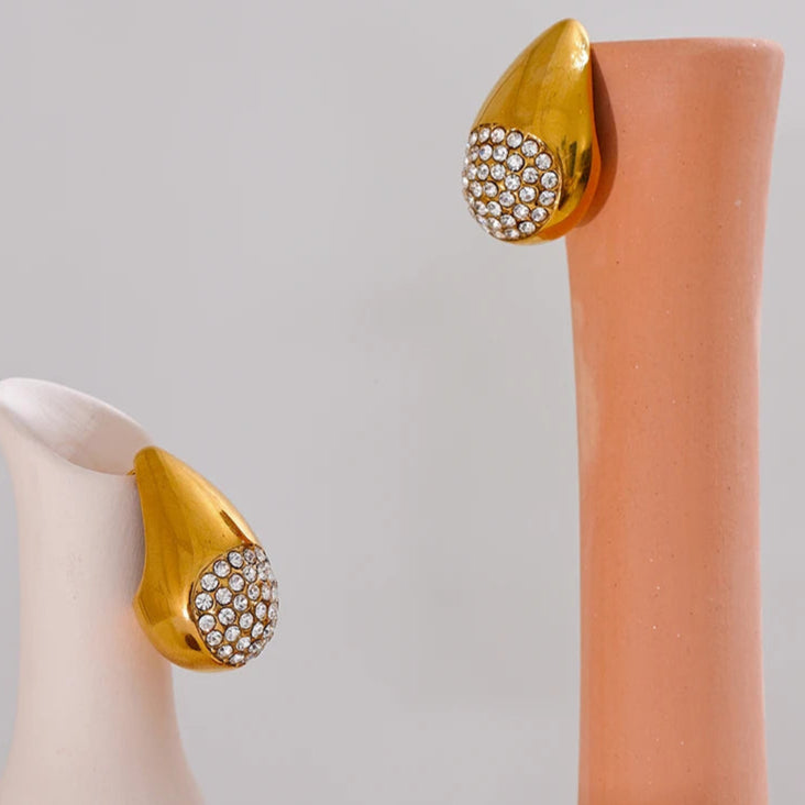Golden Teardrop Sparkle Earrings