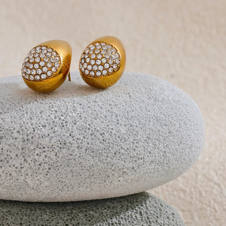 Golden Teardrop Sparkle Earrings