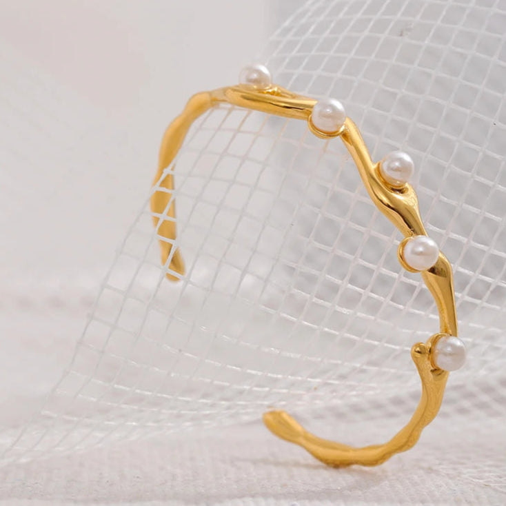 Twisted Pearl Charm Bracelet