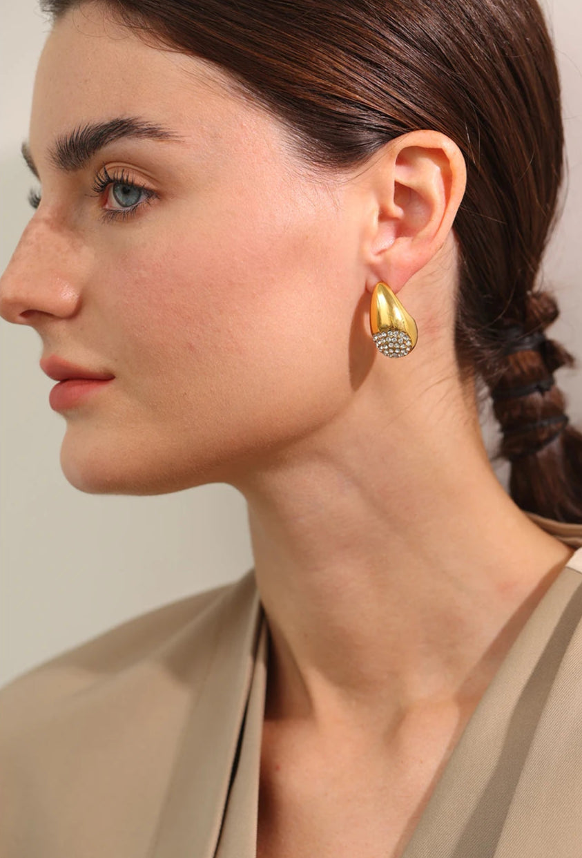Golden Teardrop Sparkle Earrings