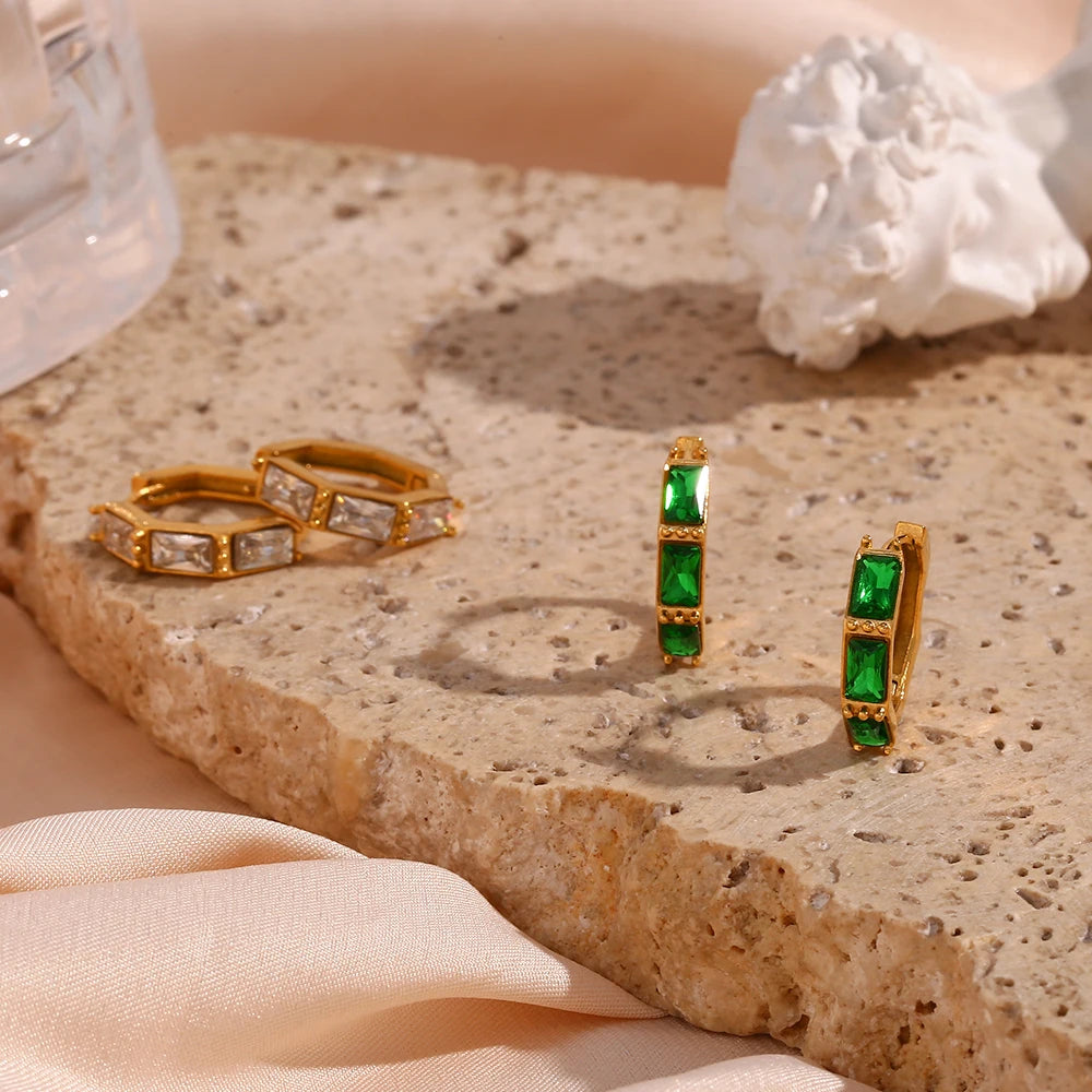 Emerald Glow Hoop Earrings