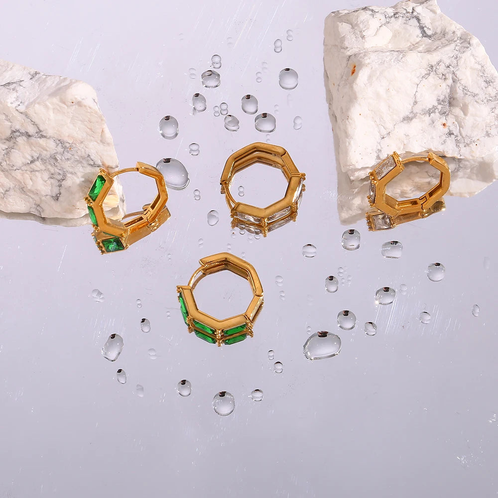 Emerald Glow Hoop Earrings