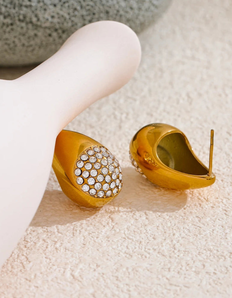 Golden Teardrop Sparkle Earrings