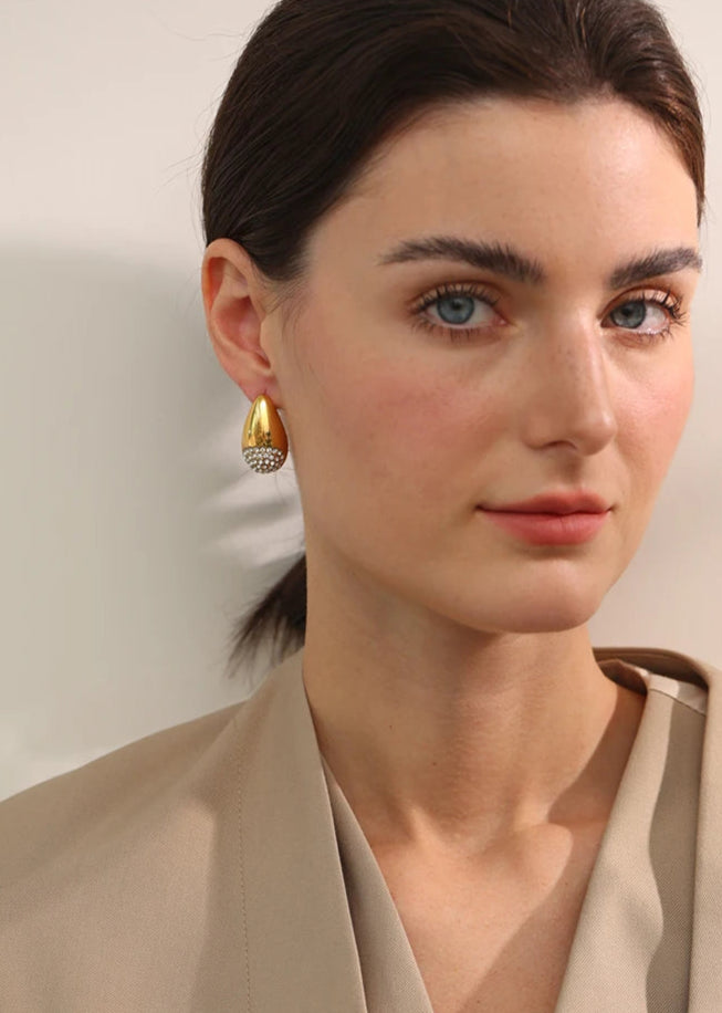 Golden Teardrop Sparkle Earrings